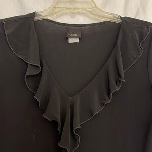J.t.b. Petite Women's Black Ruffle long sleeve Top size PM
